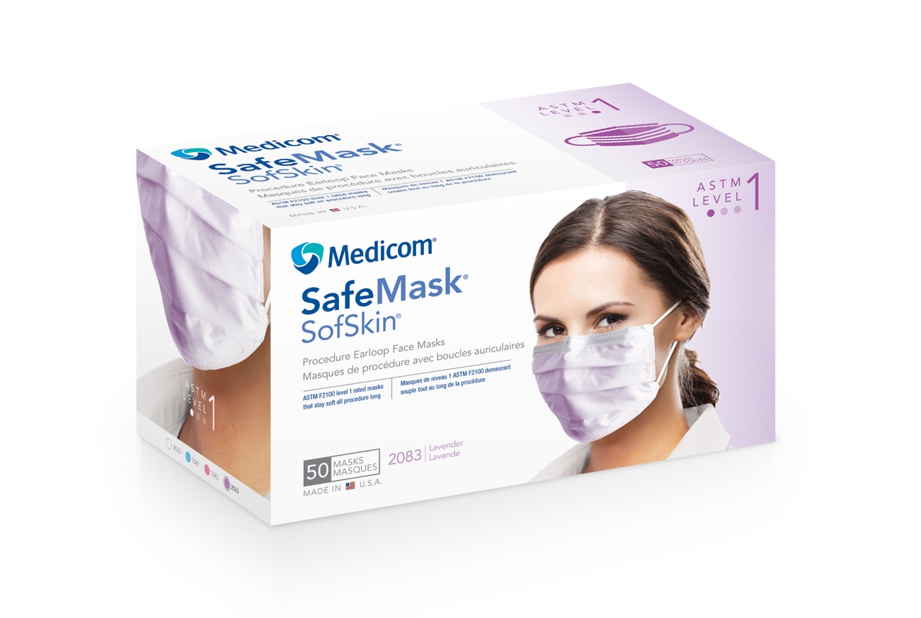 SafeMask SofSkin Procedure Earloop Face Masks, ASTM Level 1, Lavender, 50/Box, 2083 thumbnail 10