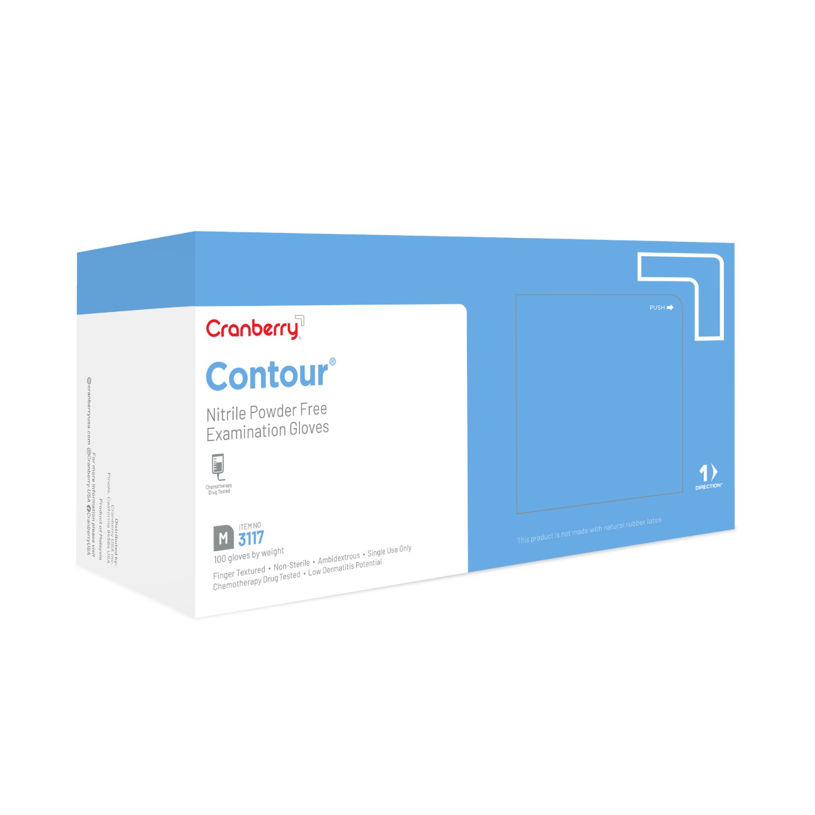 Contour Nitrile Examination Gloves, Powder-Free, Medium, 100/Box, 3117 product image