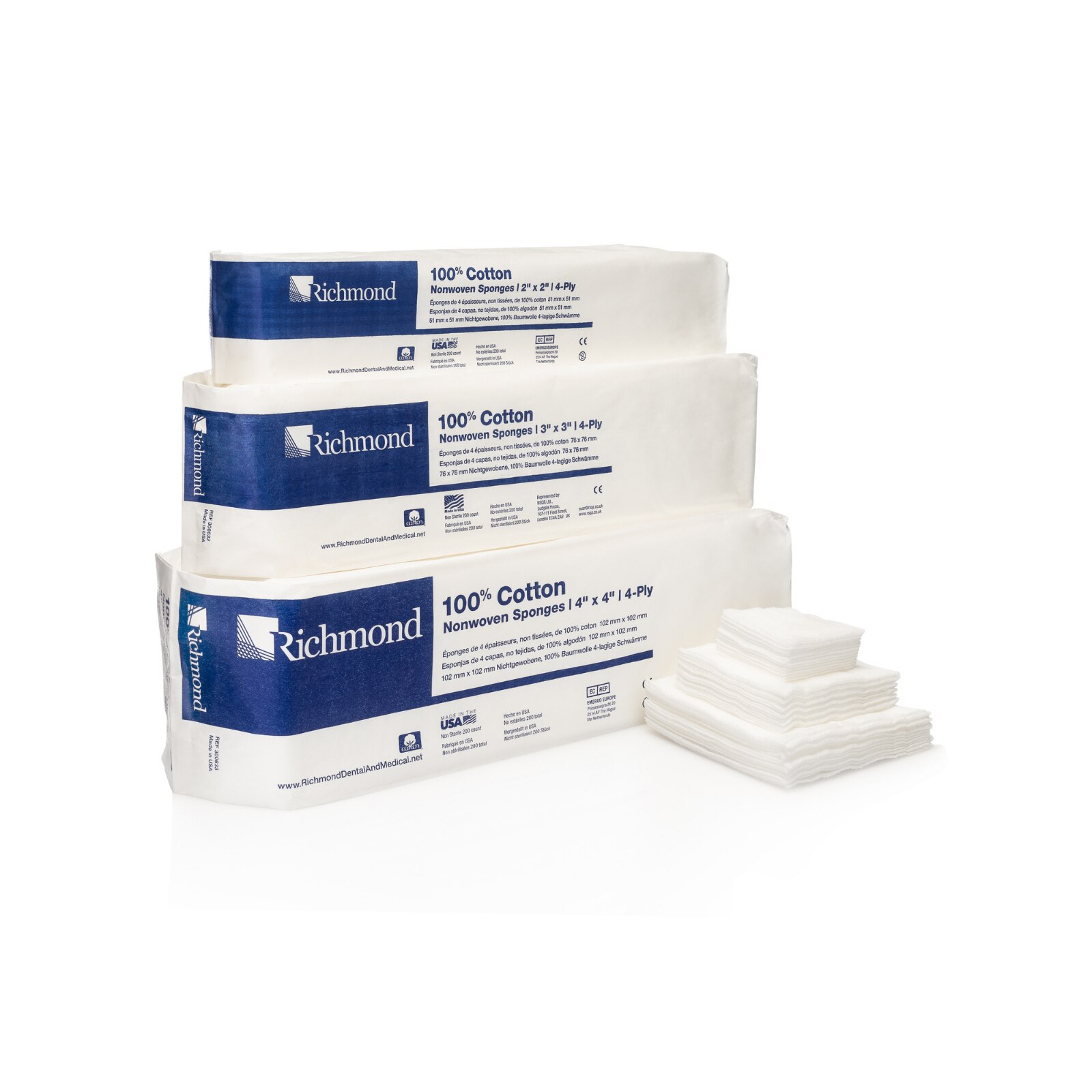 100% Cotton Non-Woven Sponges, 4-Ply, 4" x 4", 2000/Pk thumbnail 6