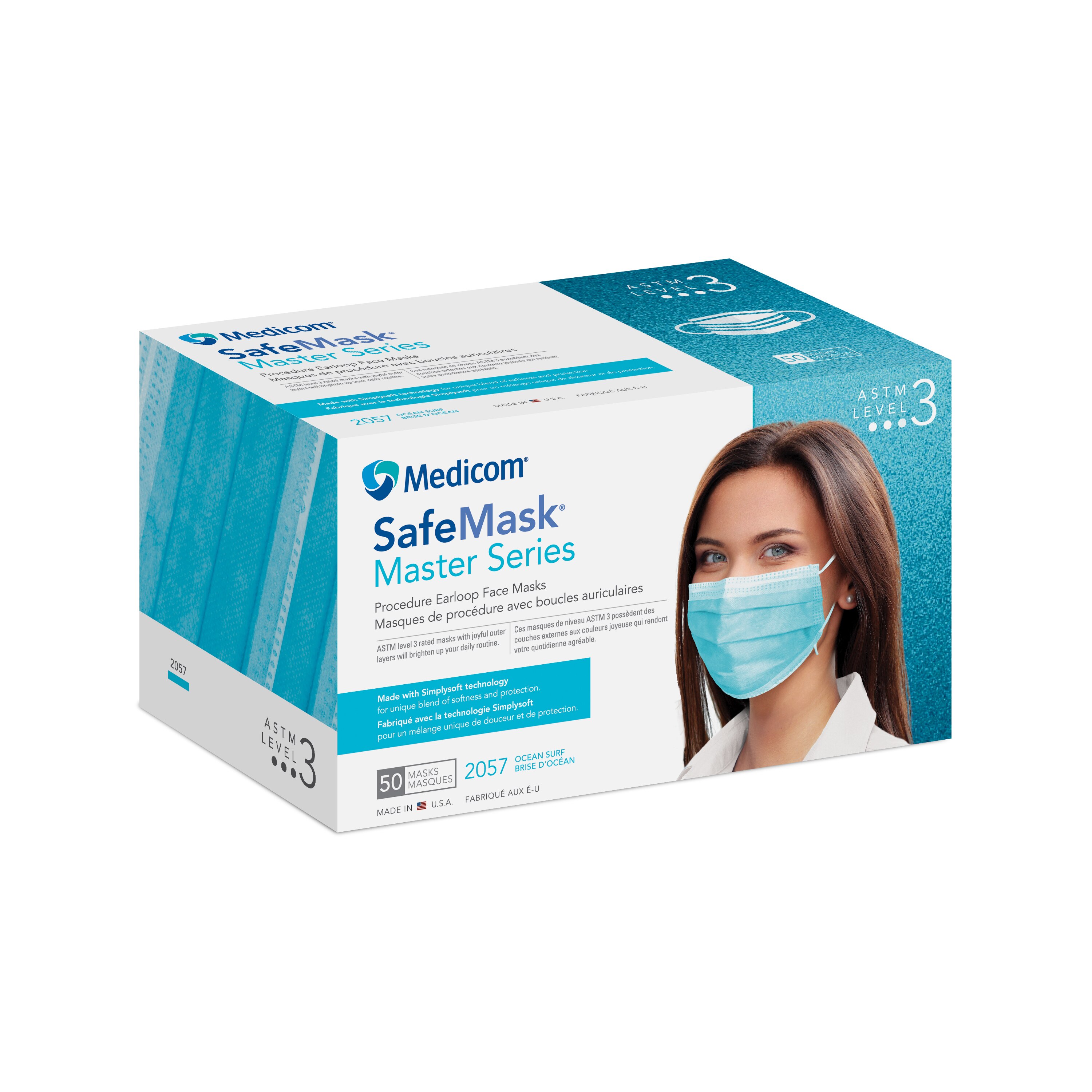 SafeMask Master Series Procedure Earloop, ASTM Level 3, Ocean Surf, 50/Box, 2057 product image