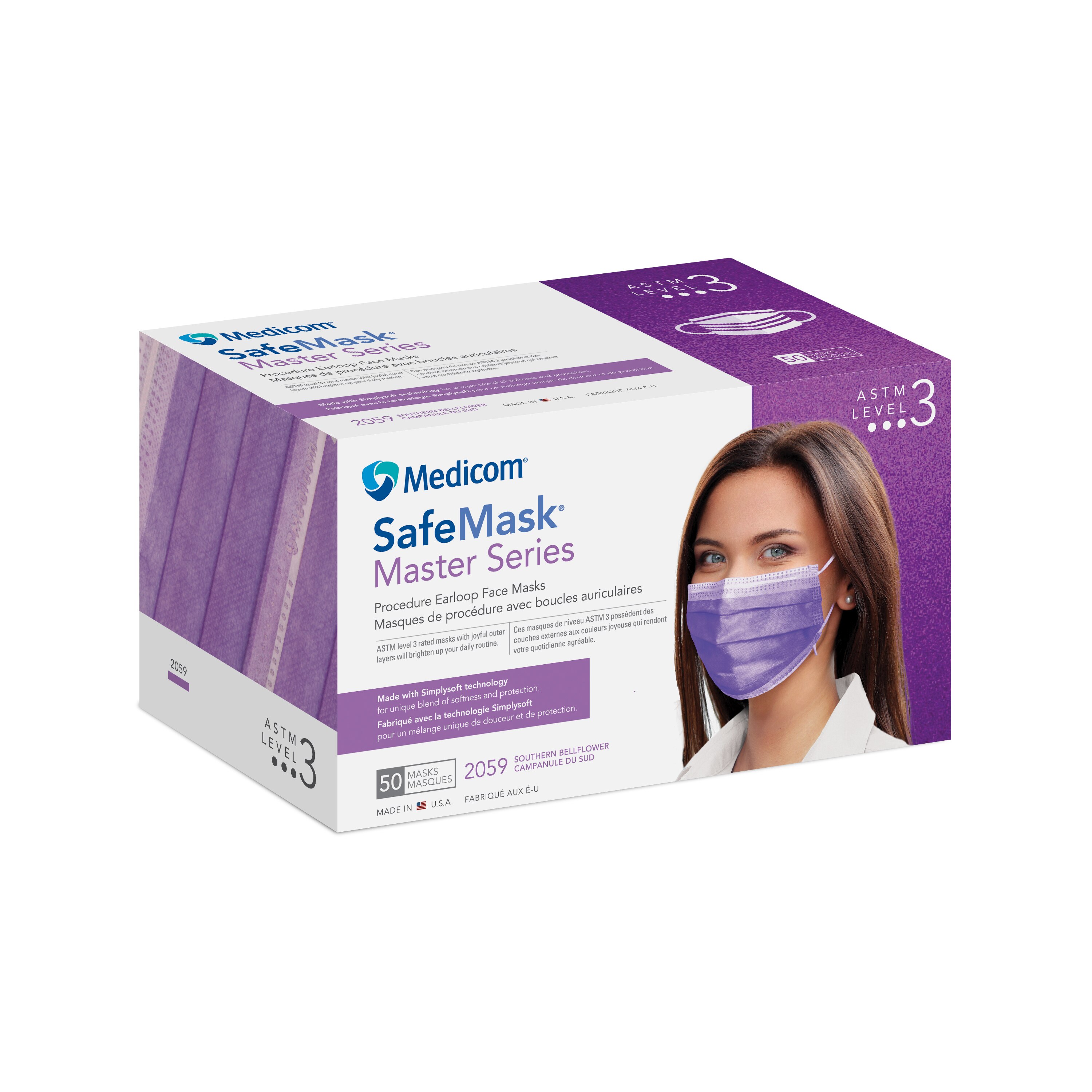 SafeMask Master Series Procedure Earloop, ASTM Level 3, Southern Bellflower, 50/Box, 2059 thumbnail 10