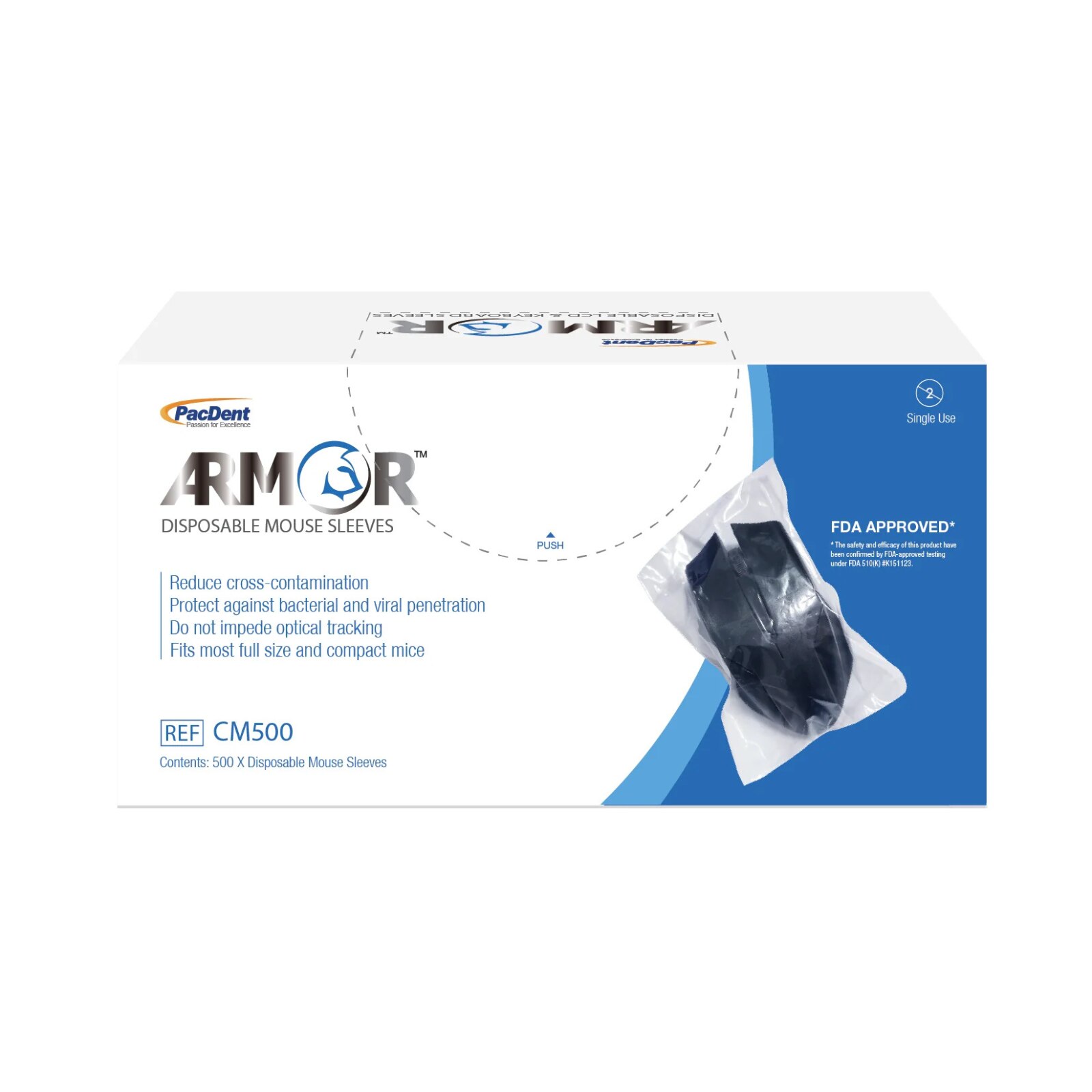 Armor Mouse Barrier Sleeves One Size Fits Most Clear 500/Bx thumbnail 2