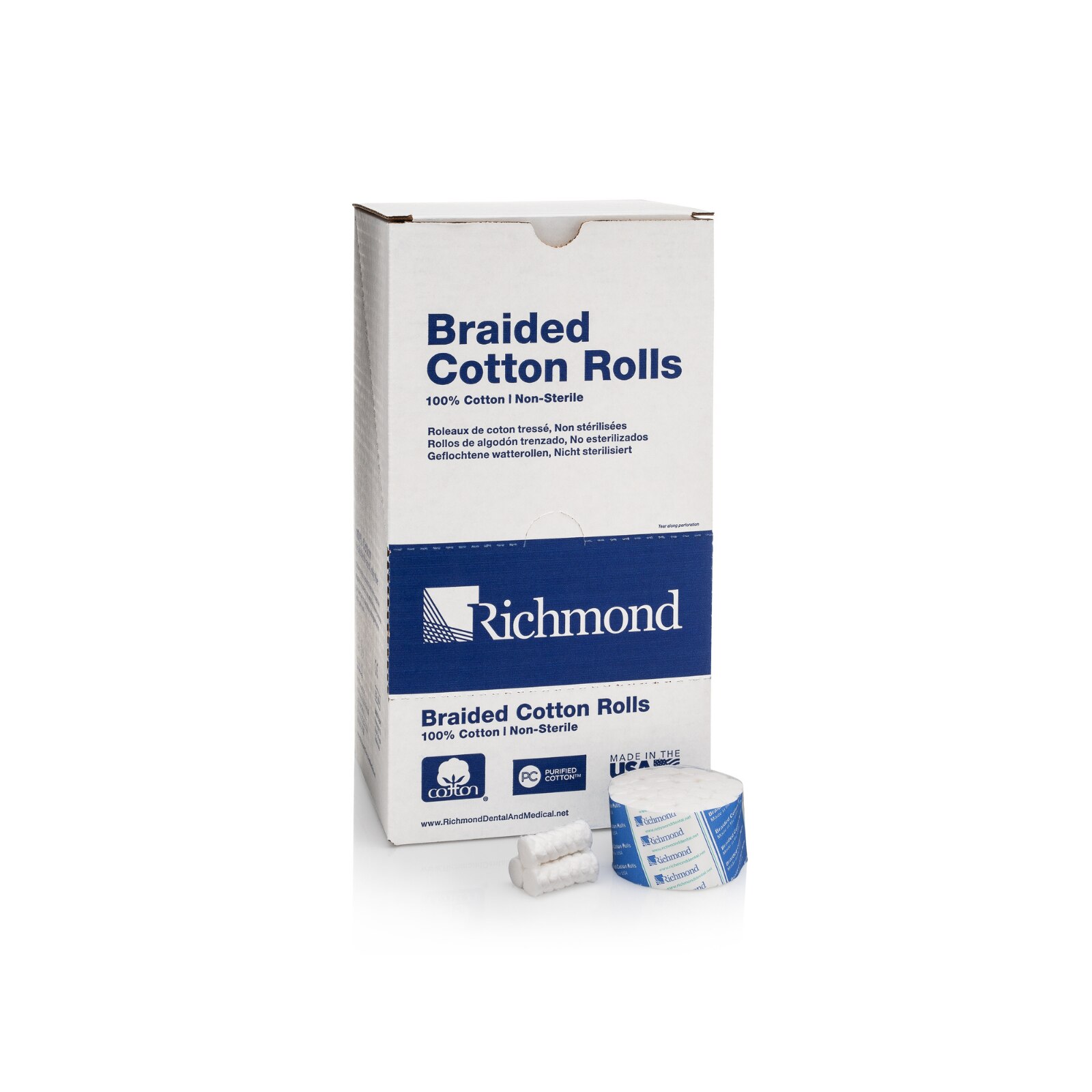 Braided Cotton Rolls, Medium, Junior Pack, 3/8" x 1 1/2", 2000/Pk, 200204 thumbnail 11