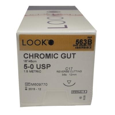 Chromic Gut Surgical Suture with C17 Needle (RC), 3/8 Circle, 18"/45 cm, # 5-0, 12/Pk, 563B thumbnail 9