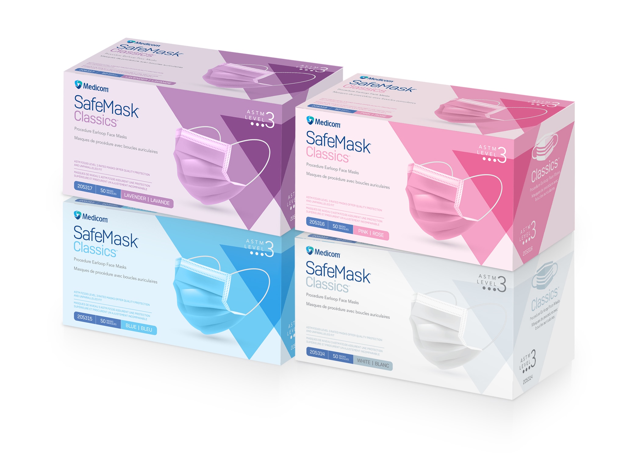 SafeMask Classics Earloop Masks, Level 3, Pink, 50/Bx, 205316 thumbnail 9