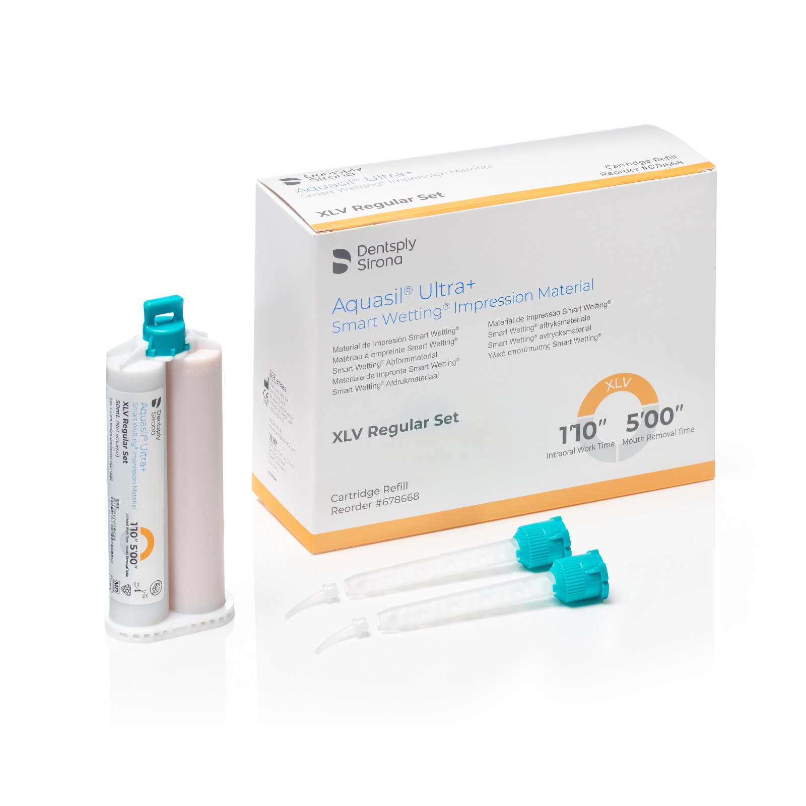 Aquasil Ultra+ VPS Impression Material, Cartridge Refill Pack, Xtra Light Body, Regular Set, 50 ml, Mint, Orange, 4/Pk, 678668 thumbnail 10
