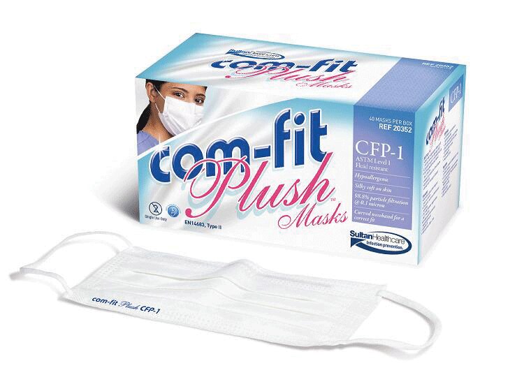 Com-Fit Plush Masks CFP-3 White 40/Bx thumbnail 2