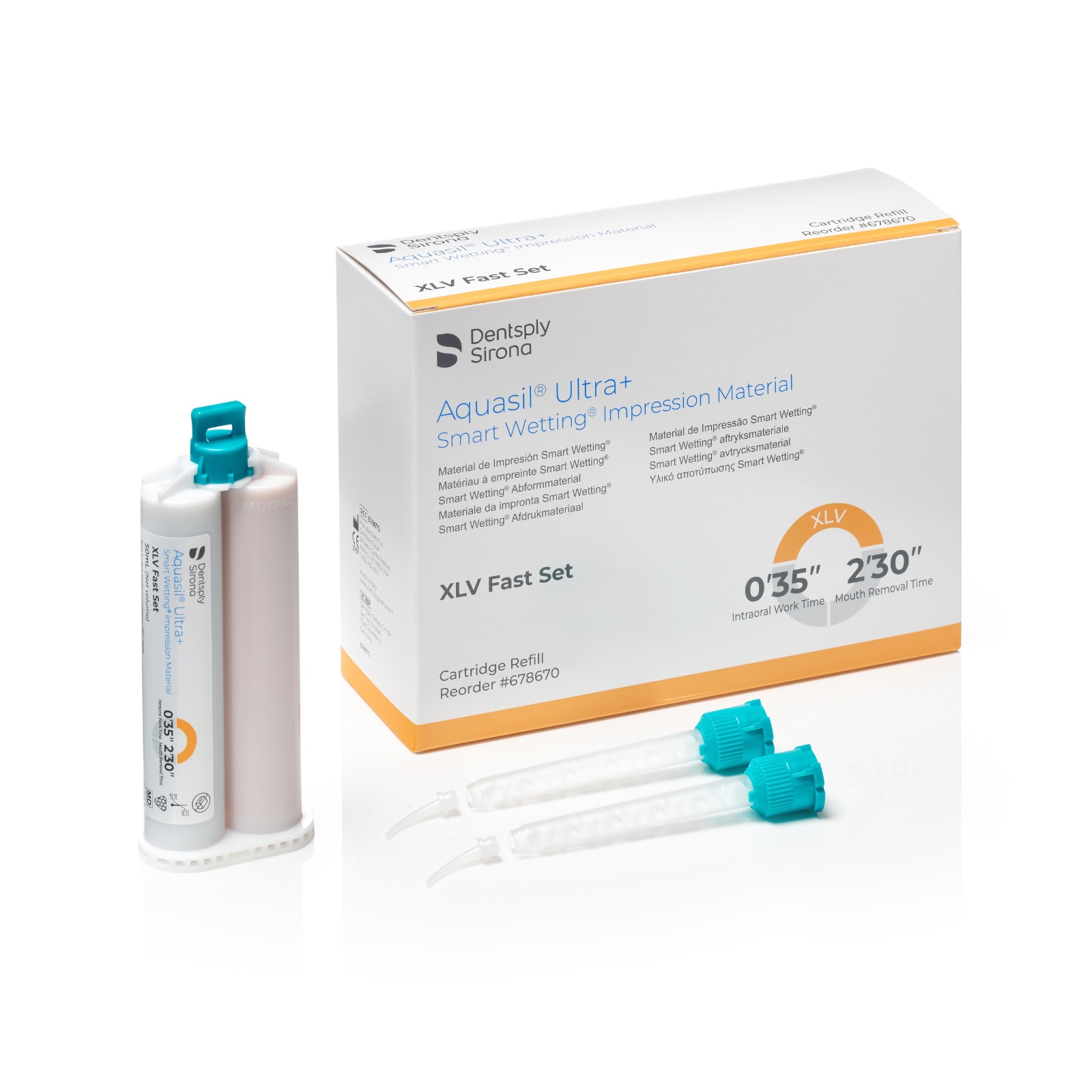 Aquasil Ultra+ VPS Impression Material, Cartridge Refill Pack, Xtra Light Body, Fast Set, 50 ml, Mint, Orange, 4/Pk, 678670 thumbnail 9