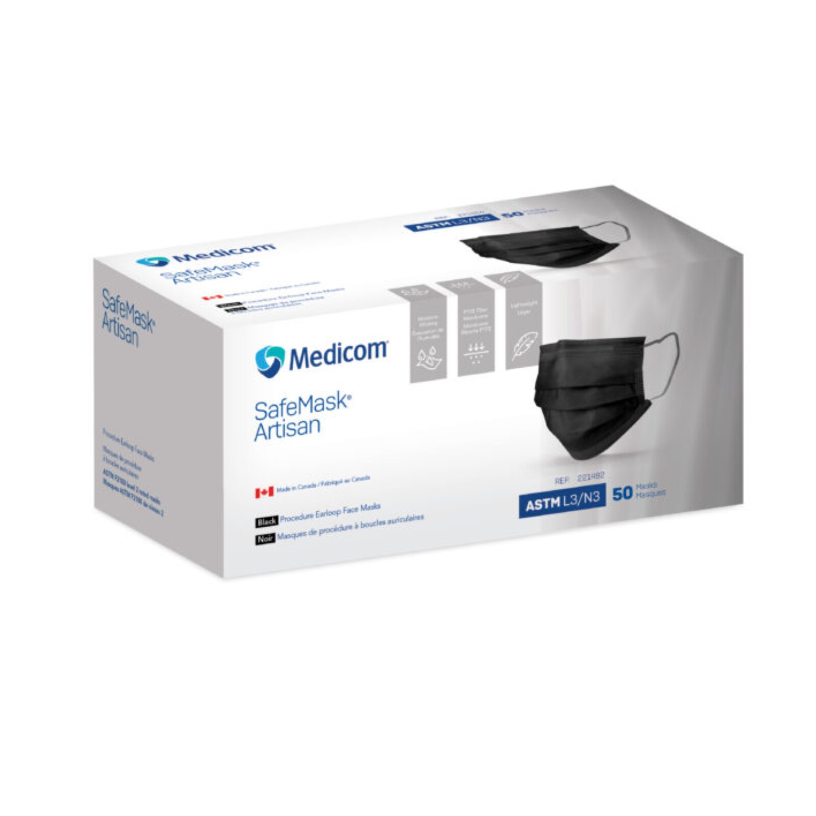 SafeMask Artisan Mask ASTM Level 3 Black 50/Bx thumbnail 3