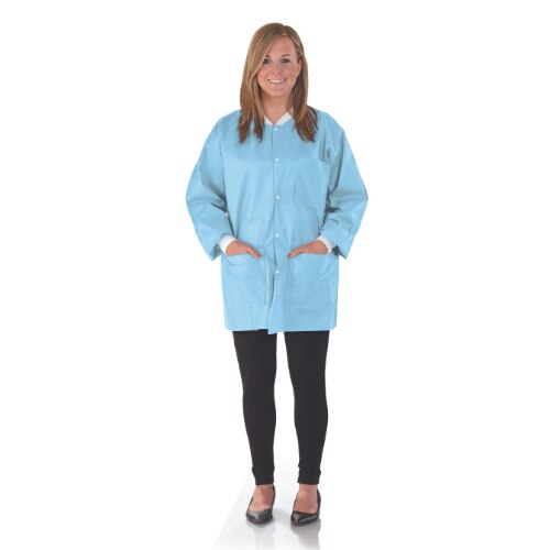 SafeWear Disposable Hipster Jacket, Large, Soft Blue, 12/Pk, 8104-C product image