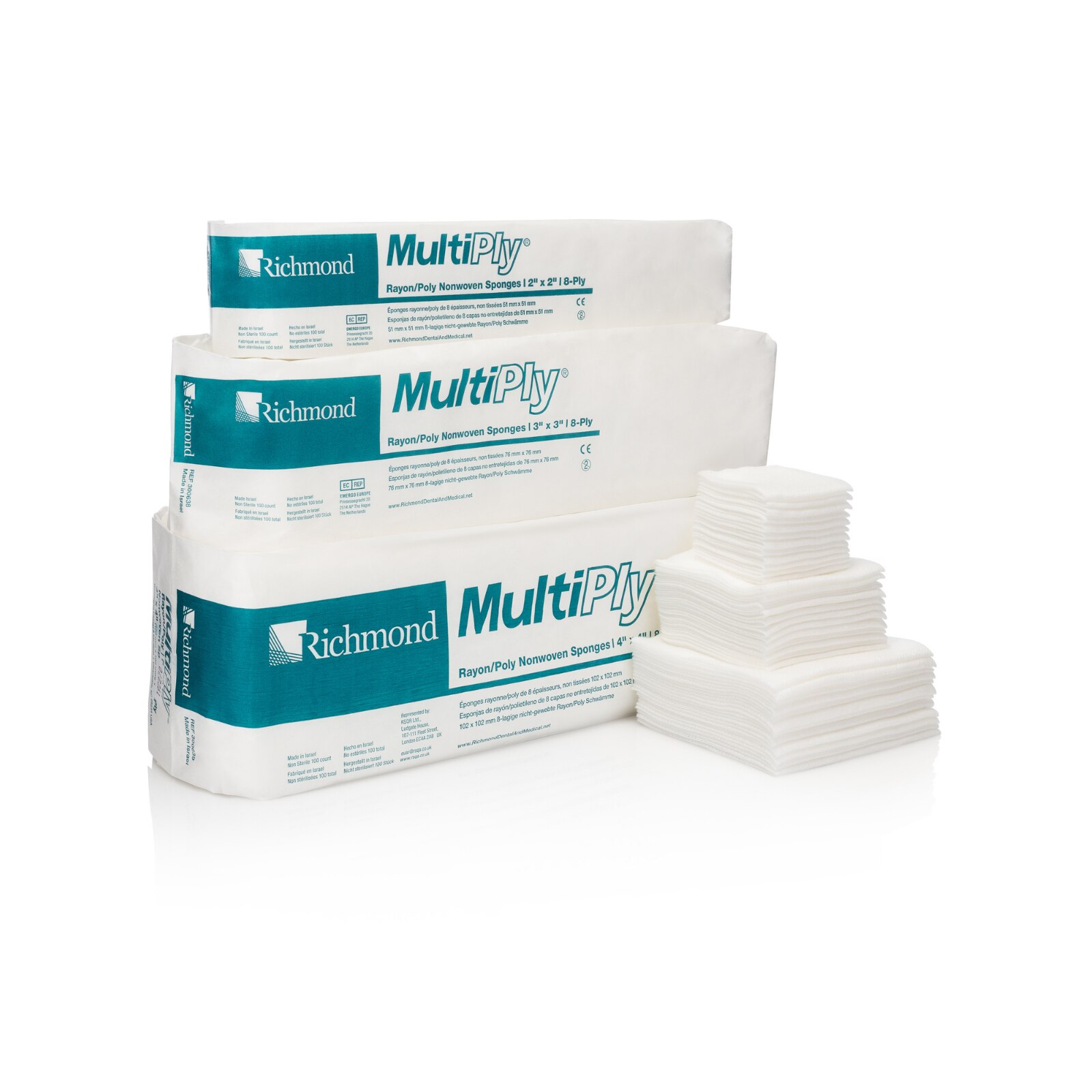 Multiply Cotton Non-Woven Sponge 4x4" 8 Ply Non-Sterile thumbnail 5