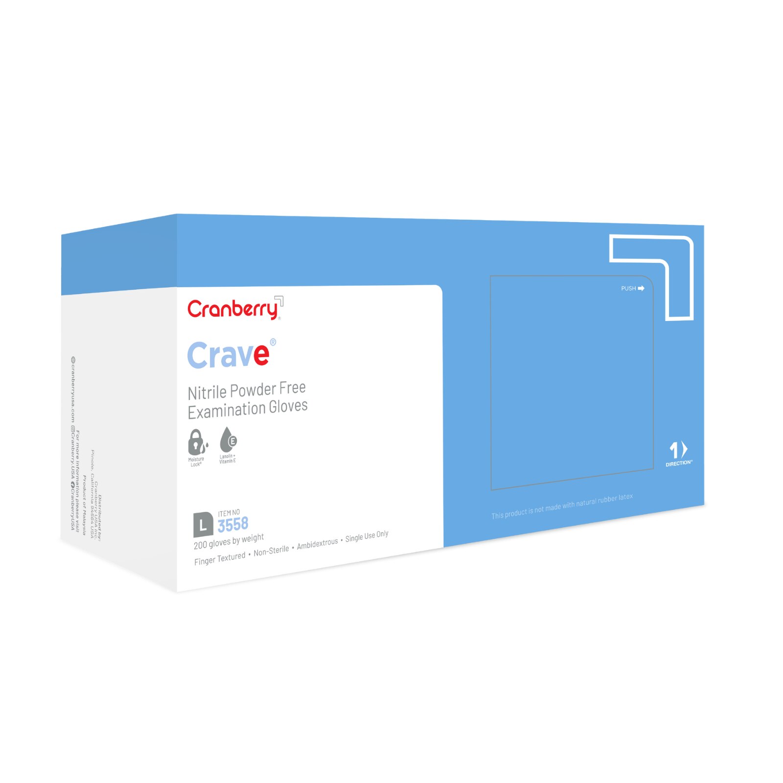 Crave Nitrile Examination Gloves, Powder-Free, Large, 200/Box - Crave Nitrile Examination Gloves, Powder-Free, Large, 200/Box - Image 1