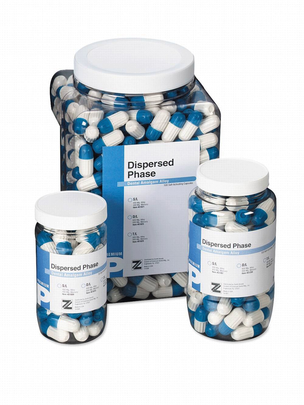 Zenith Premium Dispersed Phase Amalgam Alloy Double-Spill Capsules Fast Set Jar of 500 thumbnail 3