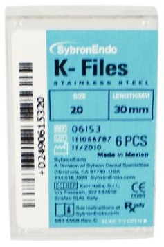 K-File, Stainless Steel, 30 mm, # 20, Yellow, 6/Pk, 06153 thumbnail 16