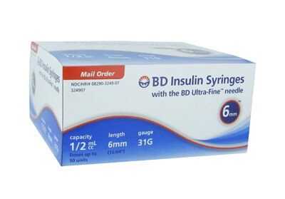 Ultra-Fine II Insulin Syringe/Needle 31gx5/16" 0.5cc Conventional LDS 100/Bx thumbnail 7