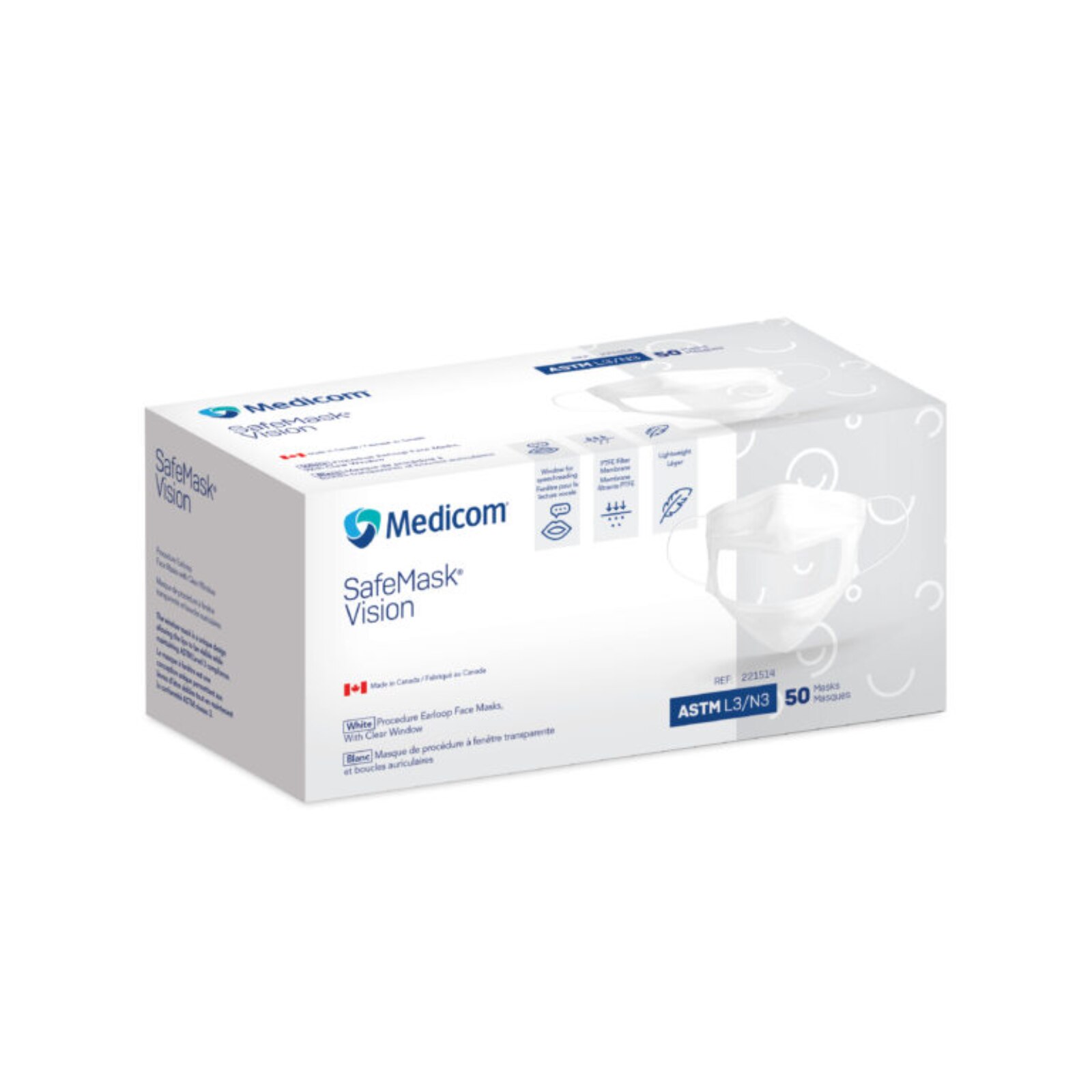 SafeMask Vision Mask ASTM Level 3 White 50/Bx thumbnail 3