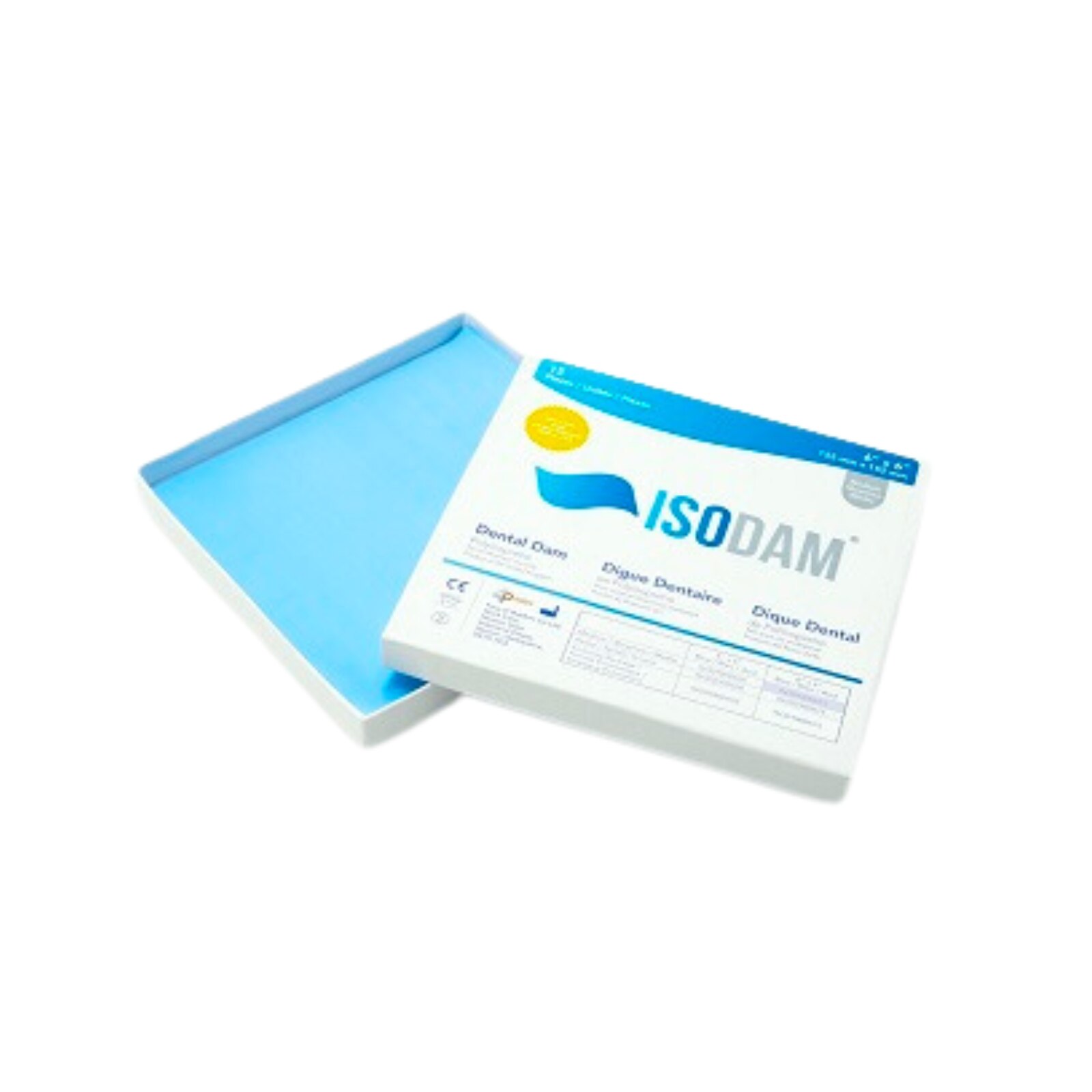 Isodam Non-Latex Dental Dams, Economy Pack, 6" x 6", Medium, Blue, 75/Pk, ISO01800675 thumbnail 9