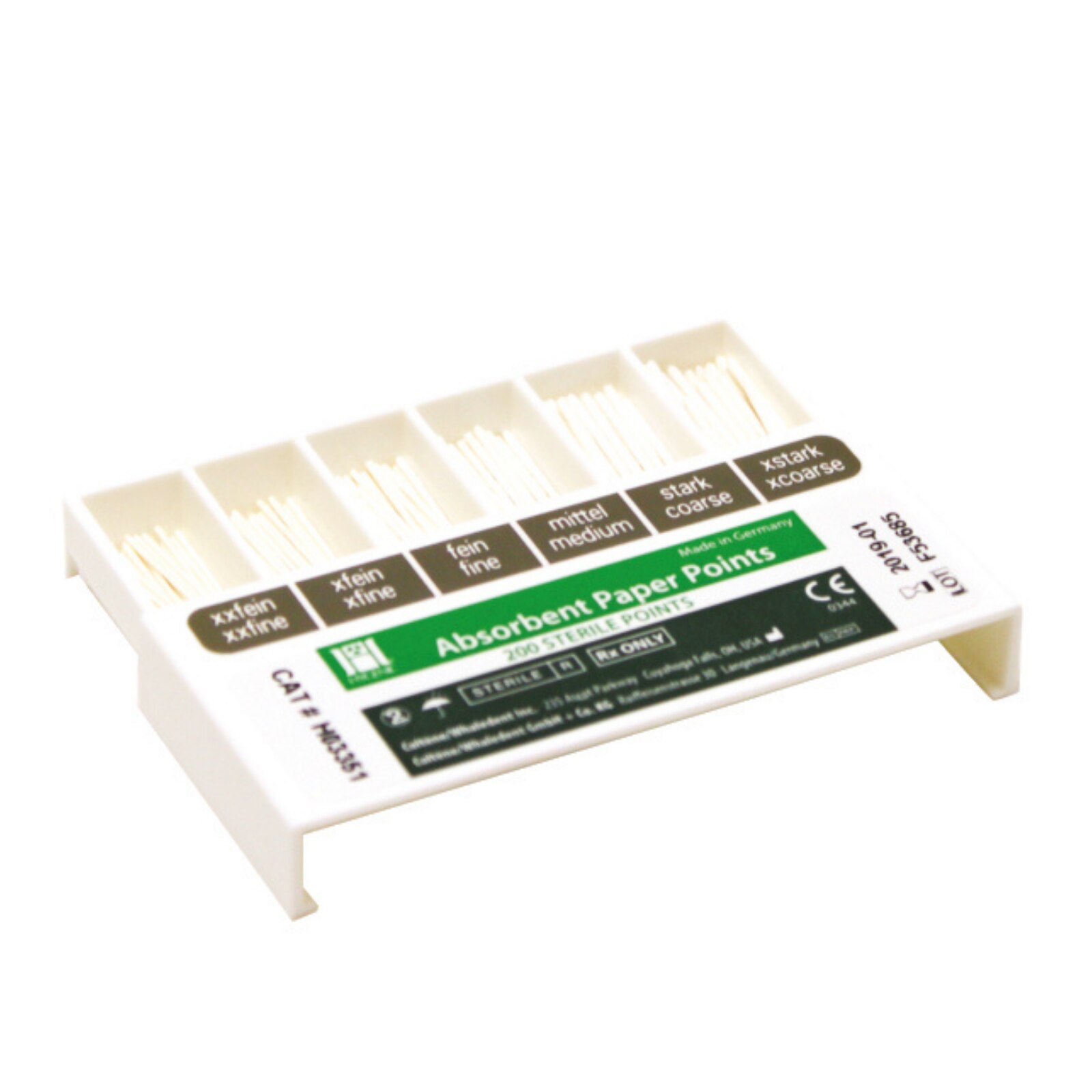 Hygenic Absorbent Paper Points, Sterile, Bulk Package, Medium, White, 200/Pk, H03348 product image