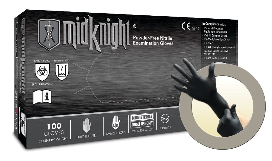 MICROFLEX MidKnight Nitrile Exam Gloves X-Large Black Non-Sterile 100/Bx thumbnail 4