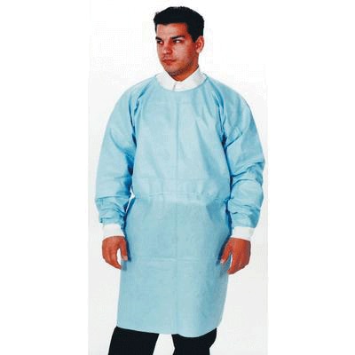 Dual-Fabric Cover Gowns With Knit Cuffs, Blue, 10/Pk product image