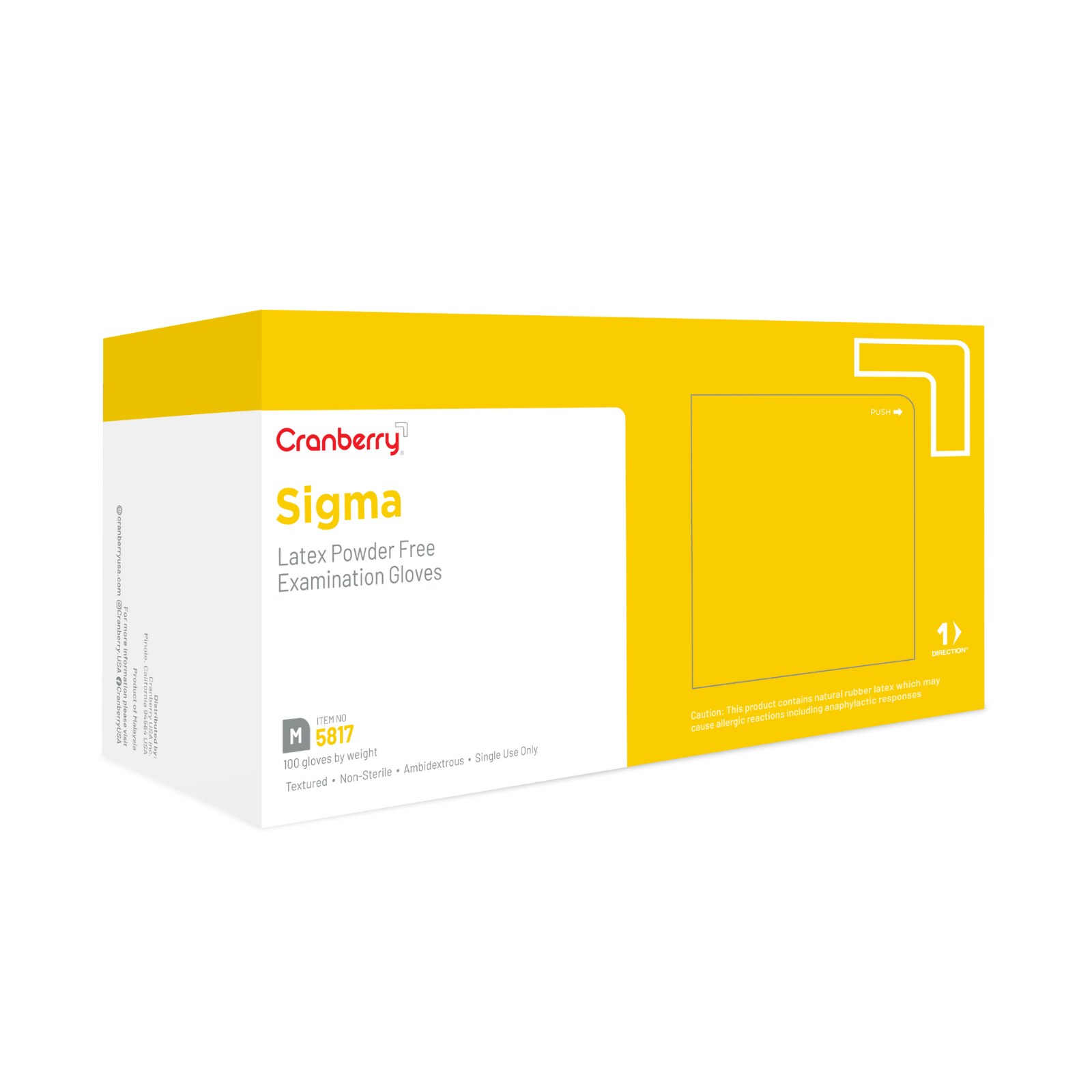 Cranberry Sigma PF Latex Glove Medium 100/Bx, 5817 thumbnail 2