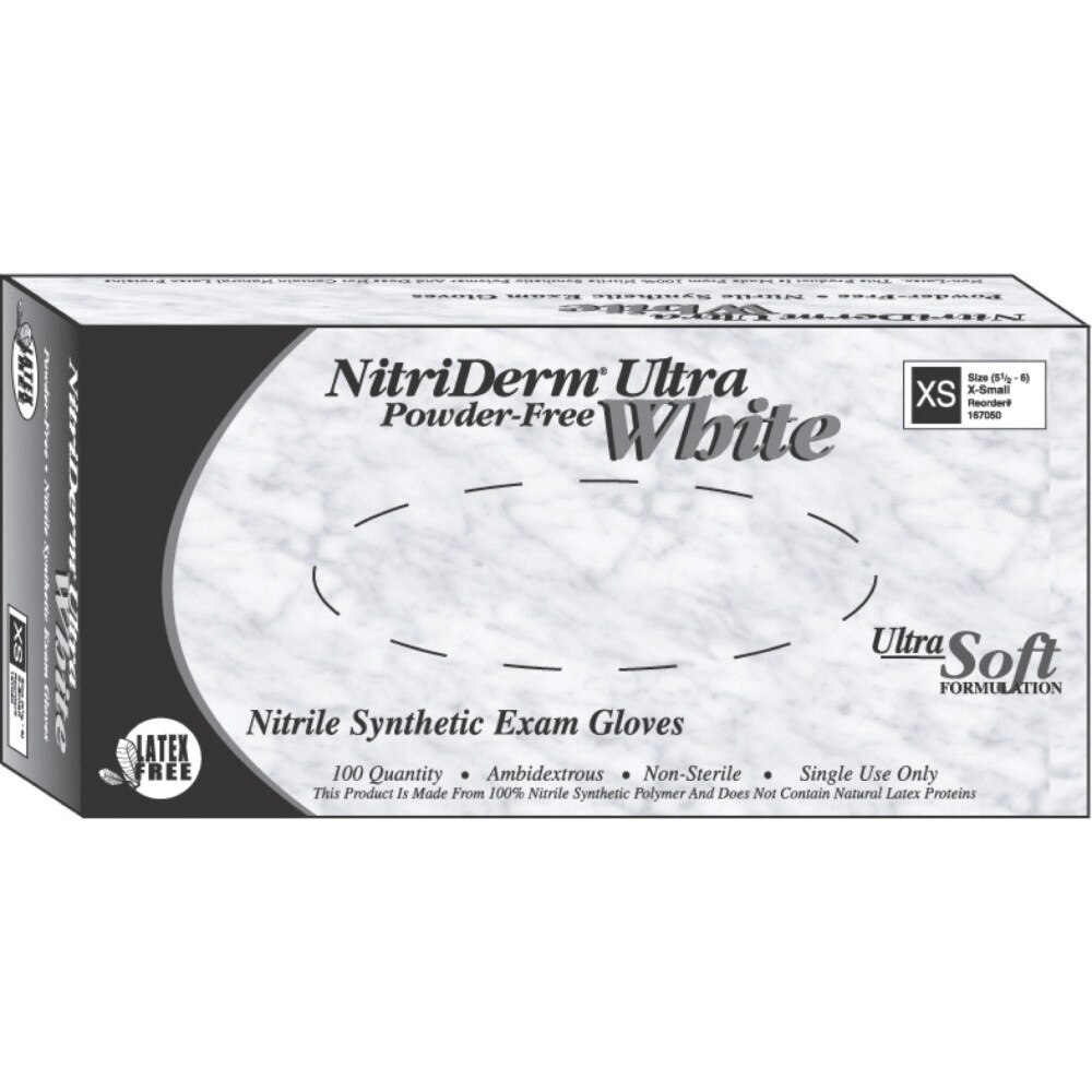 NitriDerm® Ultra Nitrile Exam Gloves XS White Case of 10 thumbnail 7