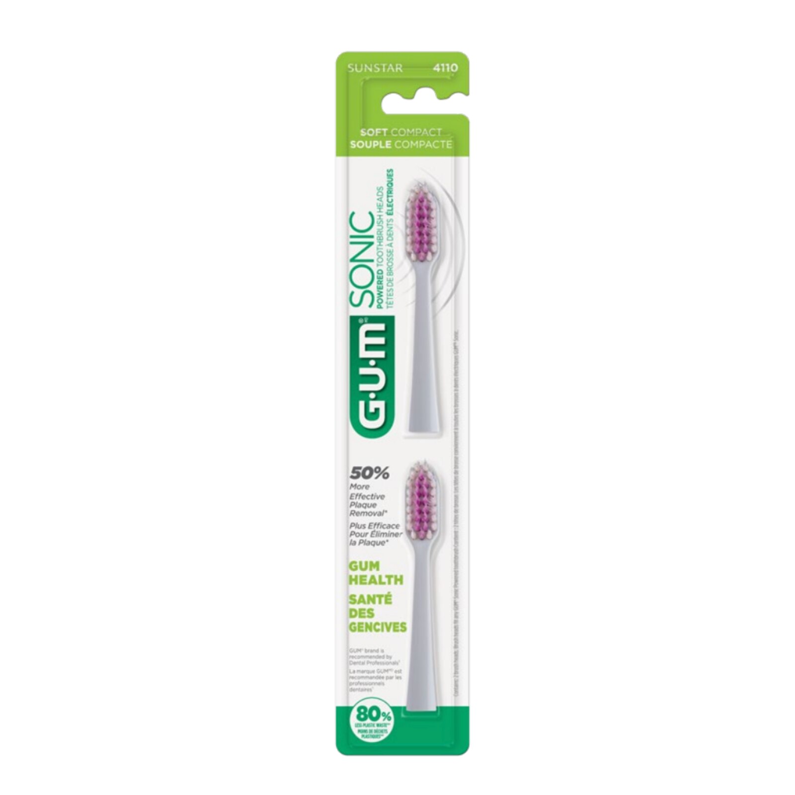 GUM Sonic Brush Heads Refill White 2/Package 4/Pk product image