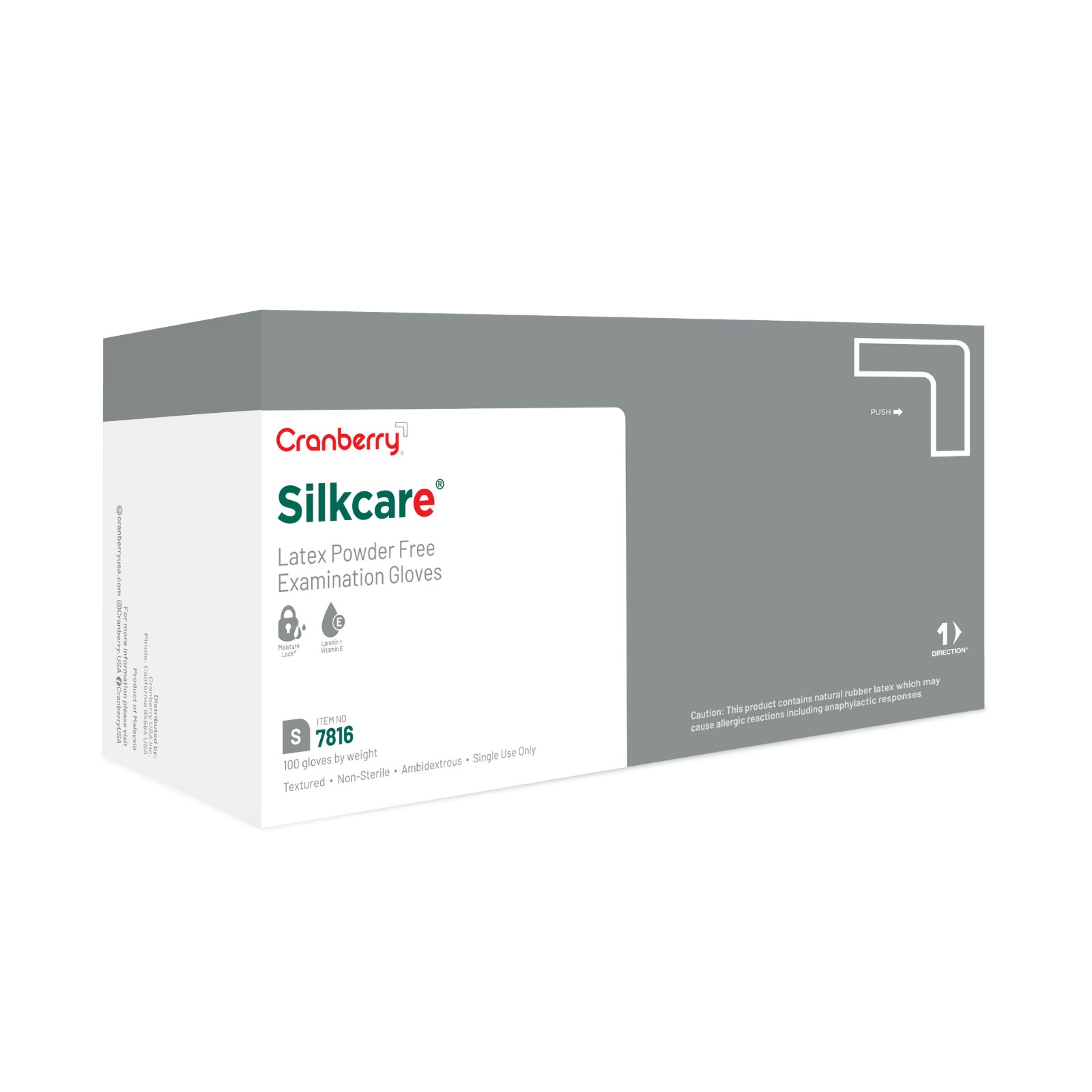 Silkcare Latex Powder-Free Examination Gloves, Small, 100/Box thumbnail 2