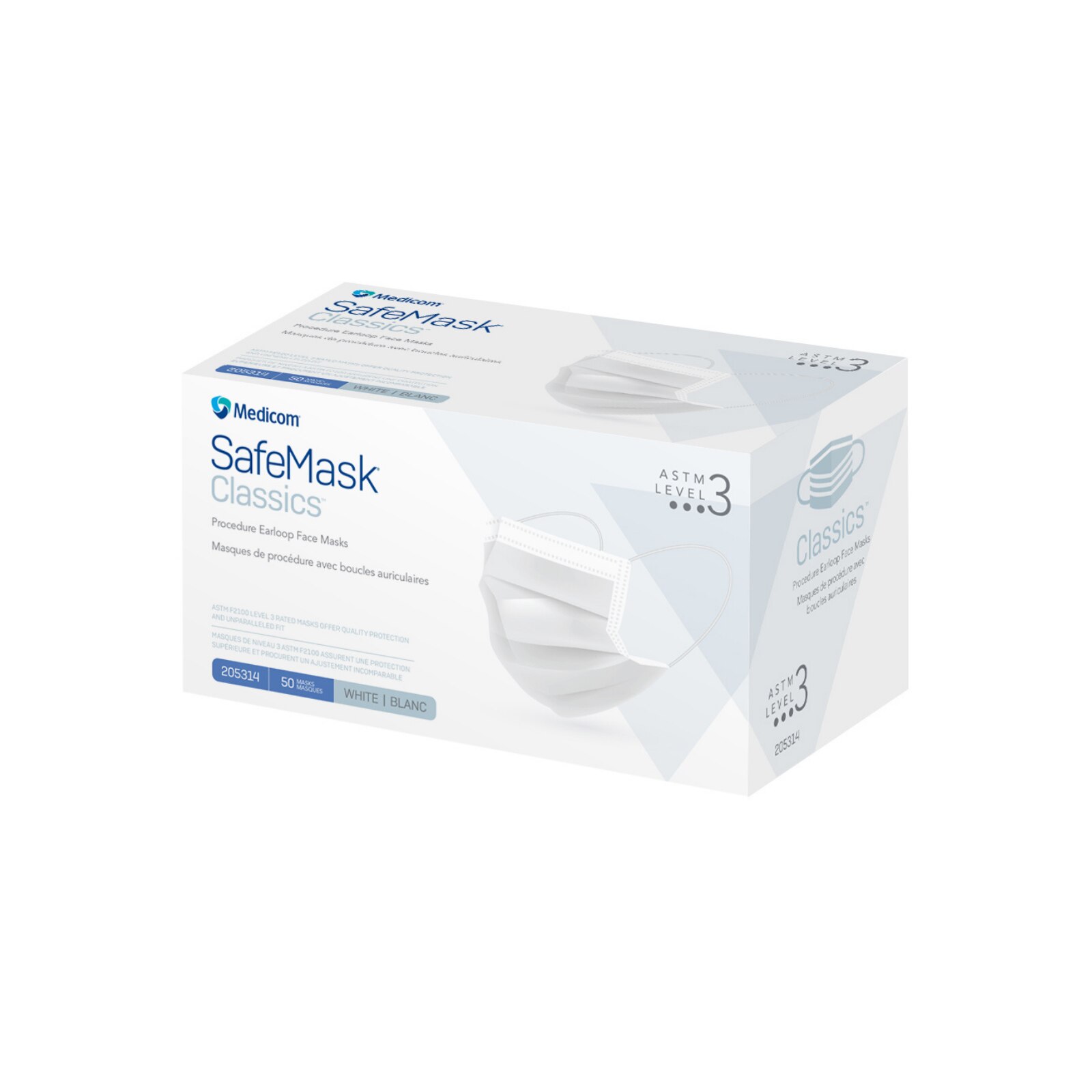 SafeMask Classics Earloop Masks, Level 3, White, 50/Bx, 205314 thumbnail 10