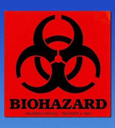 Universal Biohazard Warning Label, 3" x 3", Black on Red, 100/Roll, 1960 thumbnail 8