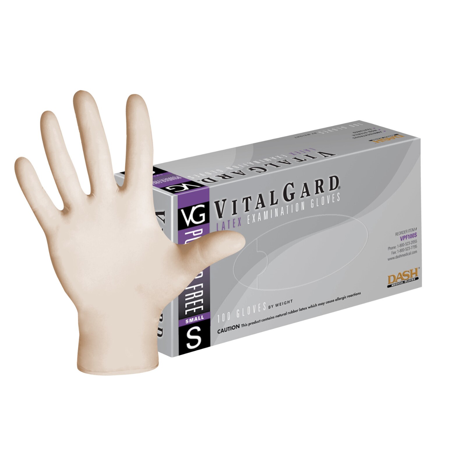 VitalGard Latex Exam Gloves X-Small Natural Non-Sterile product image