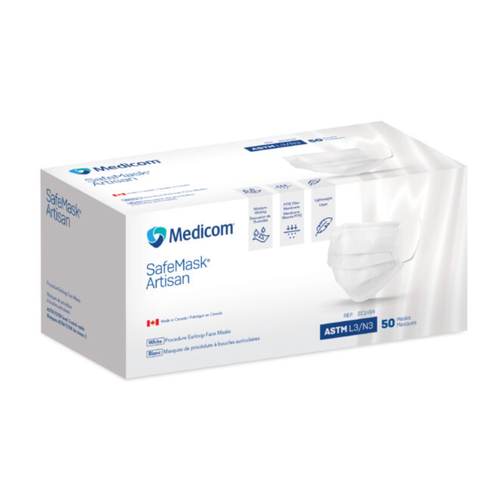 SafeMask Artisan Mask ASTM Level 3 White 50/Bx product image