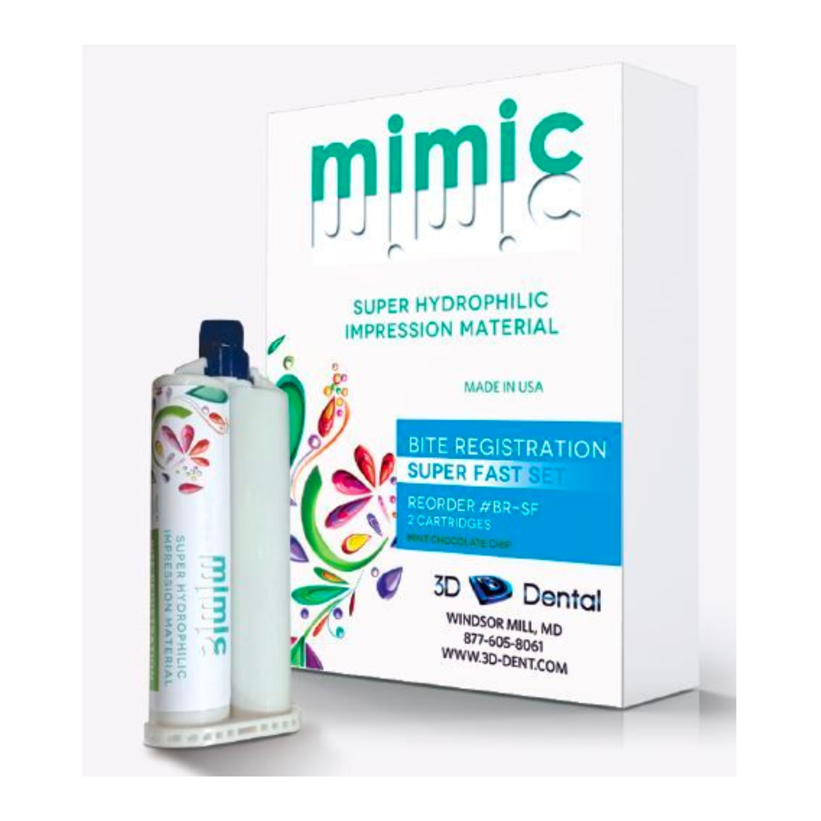 Mimic Bite Registration Impression Material, Fast Set, 50 ml, Mint Chocolate Chip, 2/Pk, BR-F product image