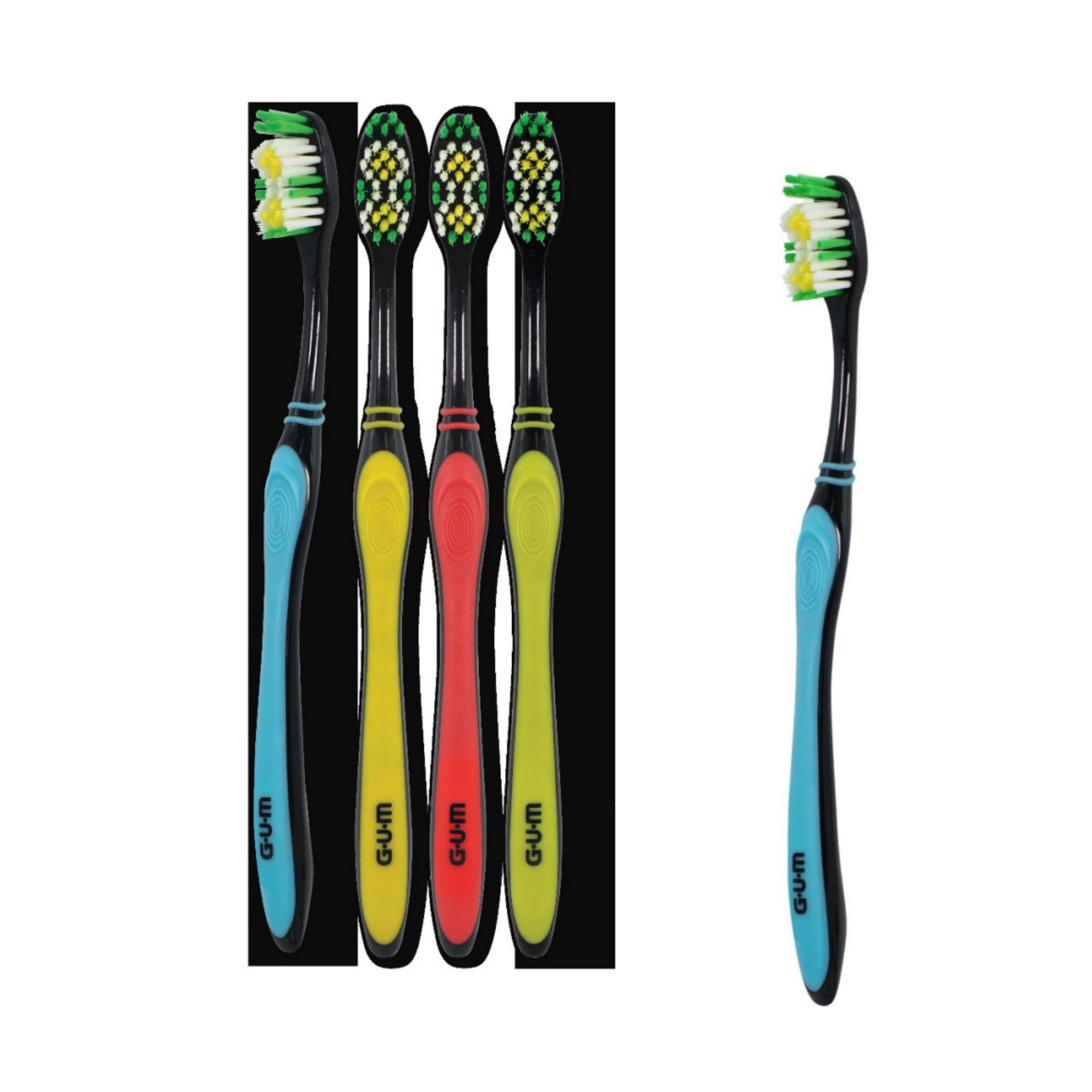 GUM Multi-Clean Toothbrush Adult Medium 4 Assorted Colors 12/Pk thumbnail 10