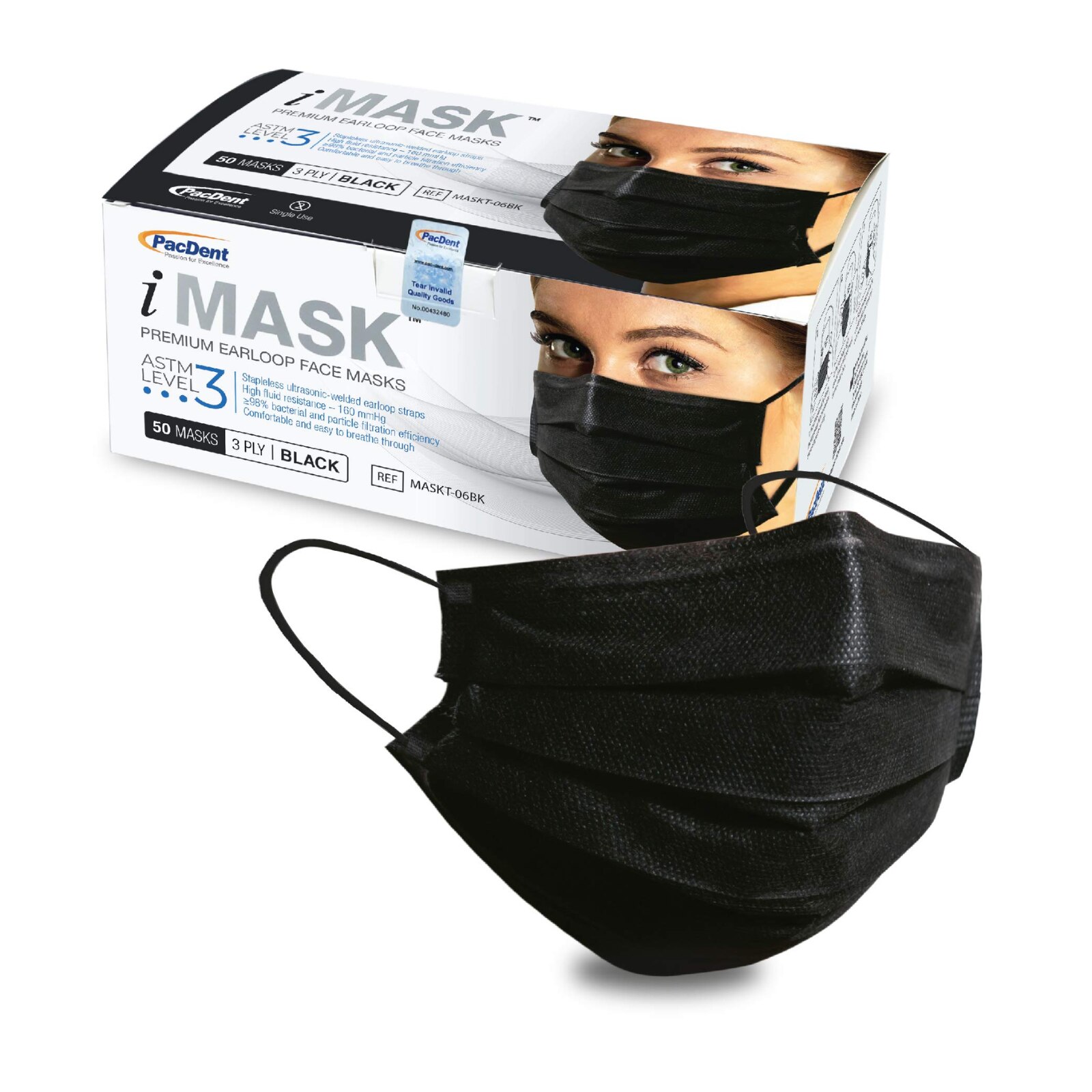 iMask Premium Mask ASTM Level 3 Black 50/Bx product image