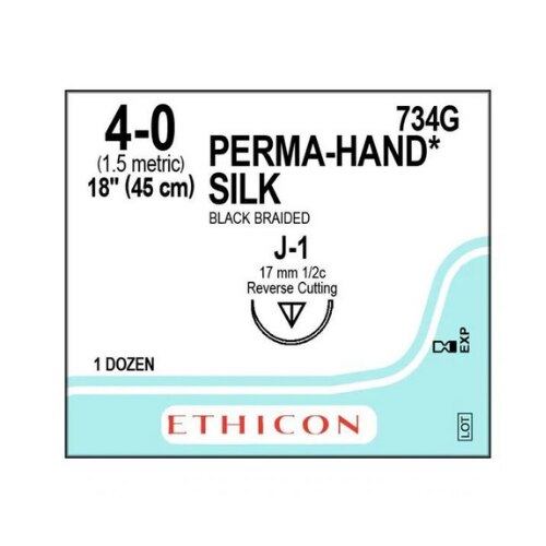4-0 Braided Silk Sutures with J-1 Needle, Black, 12/Pk, 734G product image