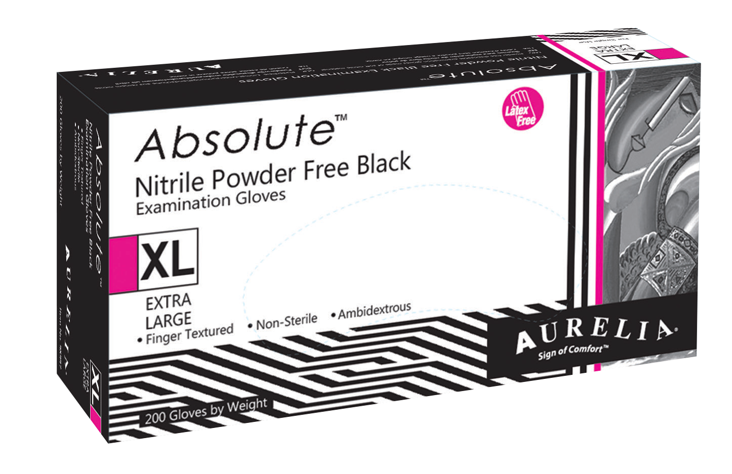 Absolute® Nitrile Exam Gloves Small Black Box of 200 thumbnail 4