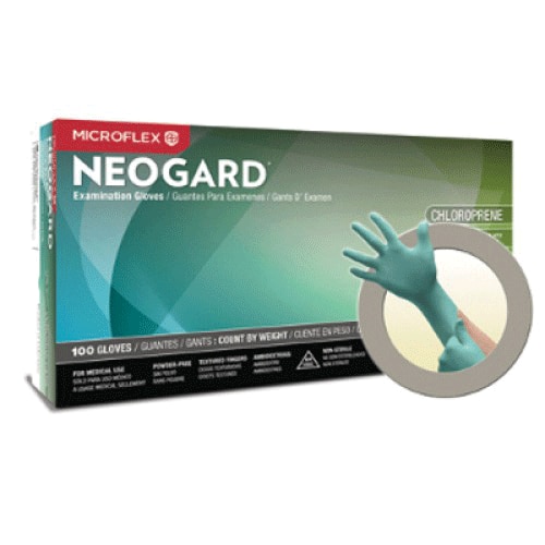 Neogard C52 Chloroprene Gloves, Powder-Free, Small, Green, 100/Box, C521 product image