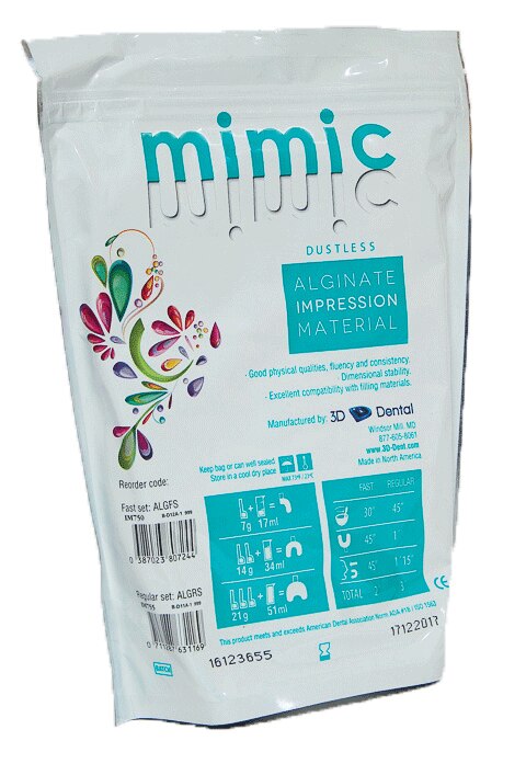 Mimic Alginate Impression Material, Dustless, Fast Set, 1 lb, Mint, 1/Pk, ALGFS product image