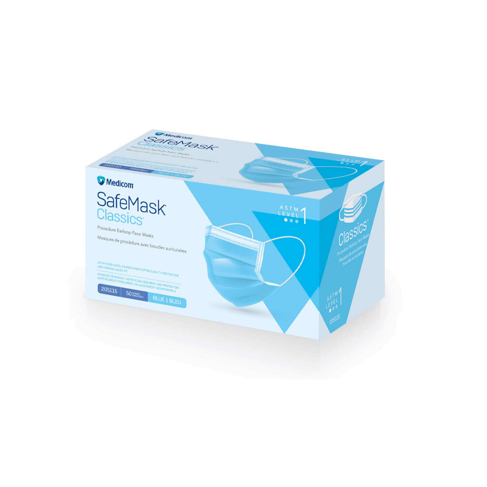 SafeMask Classics Earloop Masks, Level 1, Blue, 50/Bx, 205115 thumbnail 6