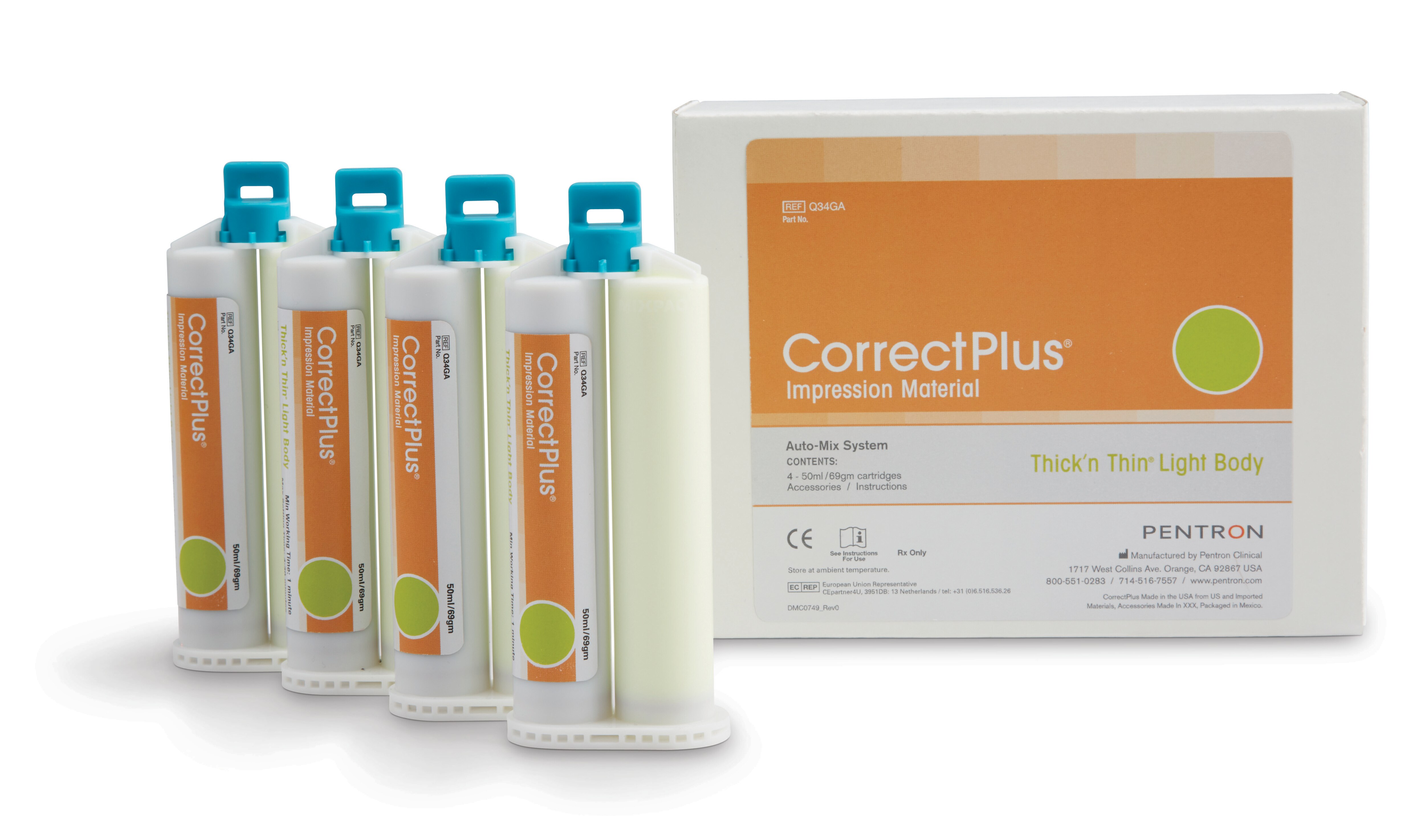 Correct Plus Impression Material, Thick-n-Thin Light Body, 50 ml, 4/Pk, Q34GA product image