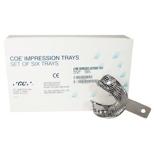 Coe Nickel-Plated Metal Perforated Depressed Anterior Denture Impression Trays, Full Set, 6/Pk, 268006 thumbnail 5
