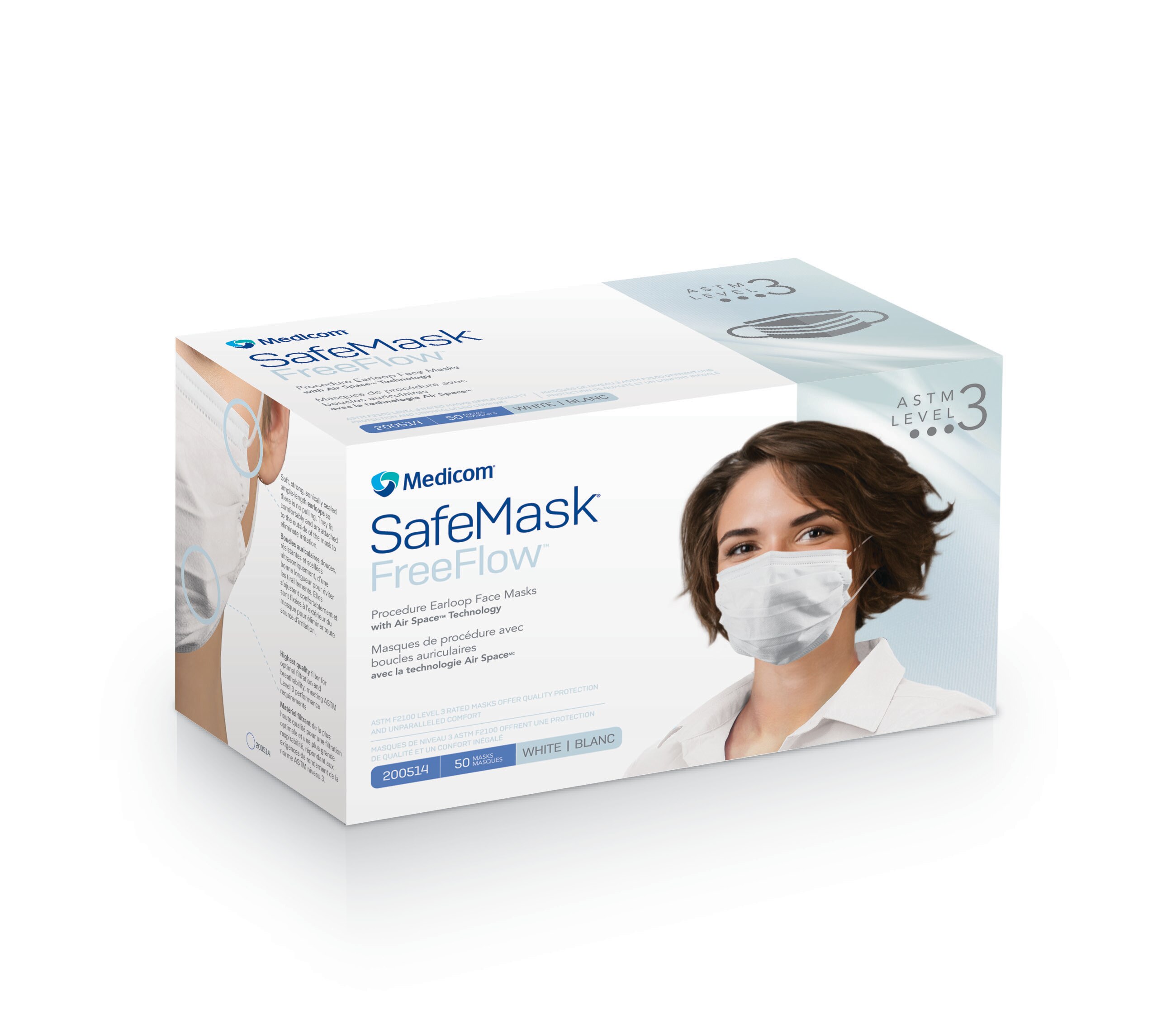 SafeMask FreeFlow Procedure Mask ASTM Level 3 Fog-Free Strip White Adult 50/Bx thumbnail 10