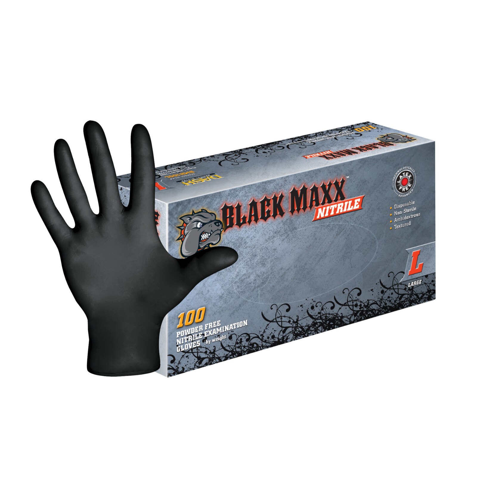 Black Maxx Nitrile Exam Gloves Medium Black Non-Sterile thumbnail 8