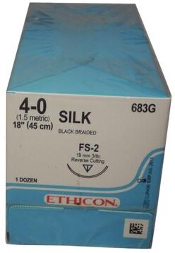 4-0 Braided Silk Sutures with FS-2 Needle, 18", Black, 12/Pk, 683G thumbnail 10