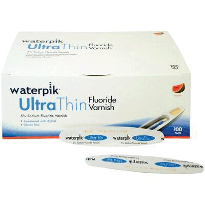 Waterpik Ultra Thin and Clear Fluoride Varnish Strawberry Box of 100 thumbnail 2