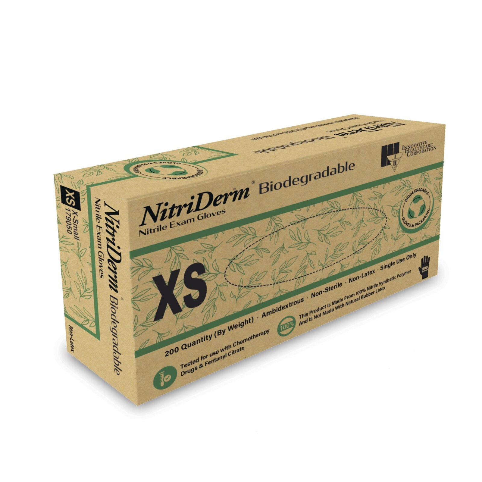 NitriDerm Biodegradable Nitrile Gloves Green 200/Bx X-Large product image