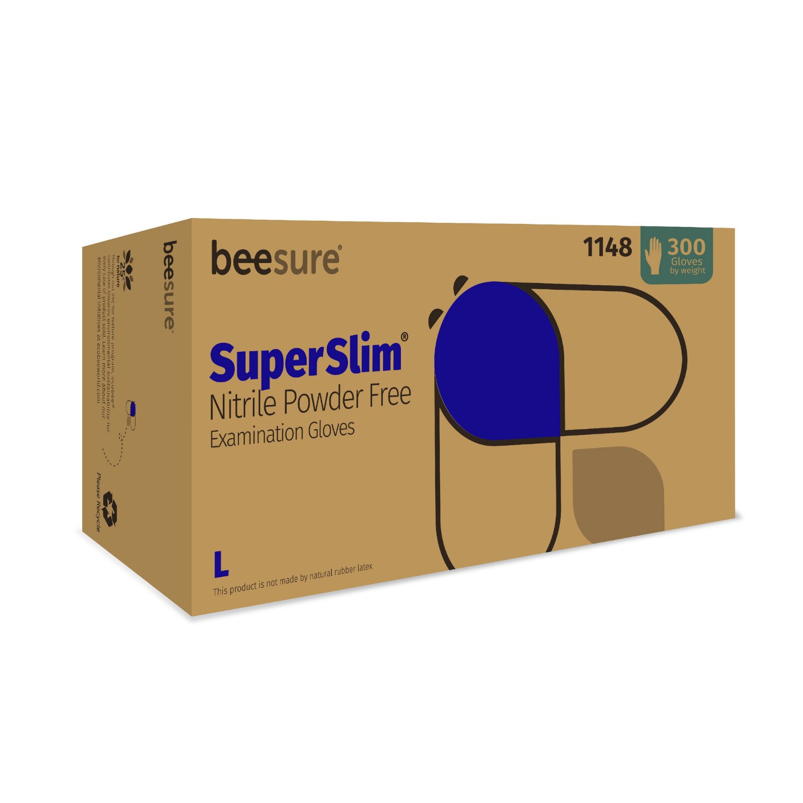 BeeSure Nitrile SuperSlim Gloves Large 300/Bx product image