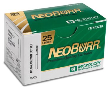 NeoBurr 12-Blade Trimming &amp; Finishing Carbide Single-Use Burs, FG, Bullet, 7803, 1.2 mm, 25/Pk thumbnail 3