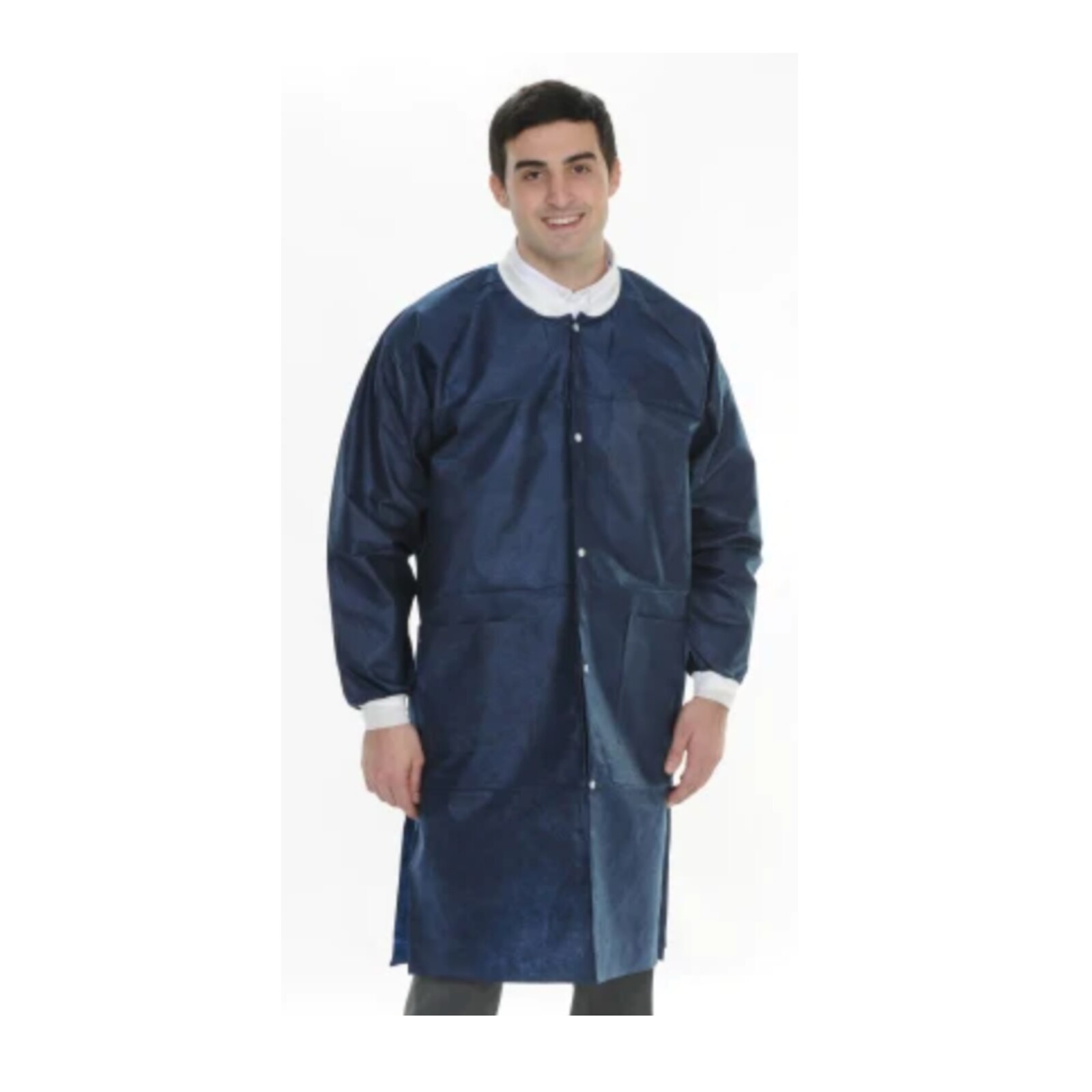 Extra-Safe Navy Blue LabCoat Small Latex-Free Fluid Resistant AAMI Level 3 Pack of 10 - Extra-Safe Navy Blue LabCoat Small Latex-Free Fluid Resistant AAMI Level 3 Pack of 10 - Image 1